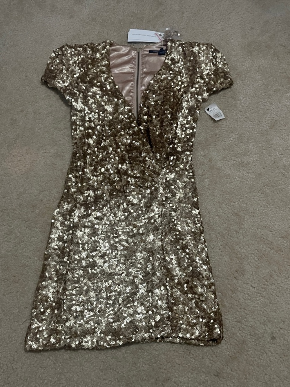 French Connection Gold Sequin Mini Dress